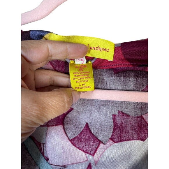 CATHERINE MALANDRINO 100% SILK ABSTRACT PRINT BELL SLEEVE WRAP FRONT BLOUSE‎ P - Picture 7 of 10